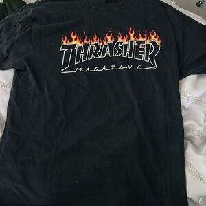 Thrasher Black Flame Logo Short Sleeve Tee